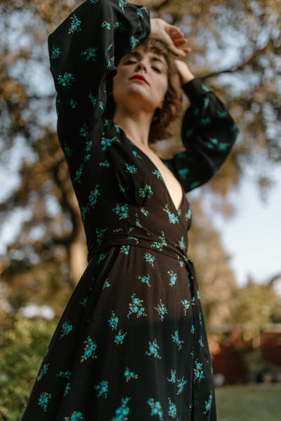 Rosemary Dress in black floral